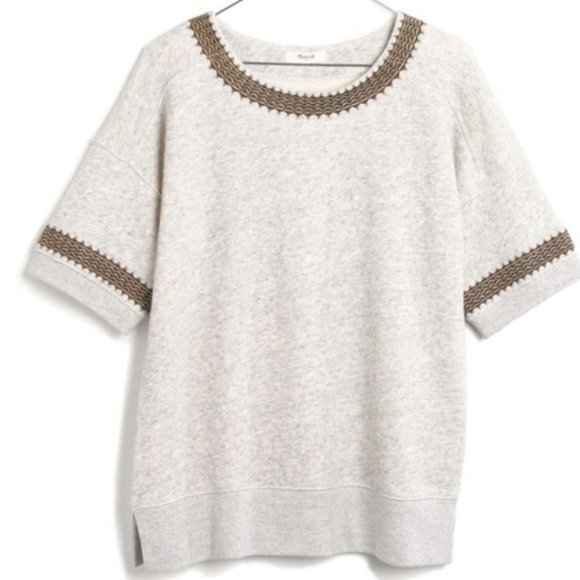 Madewell Tops - Madewell Crosswave Embroidered Grey Sweatshirt womens size small